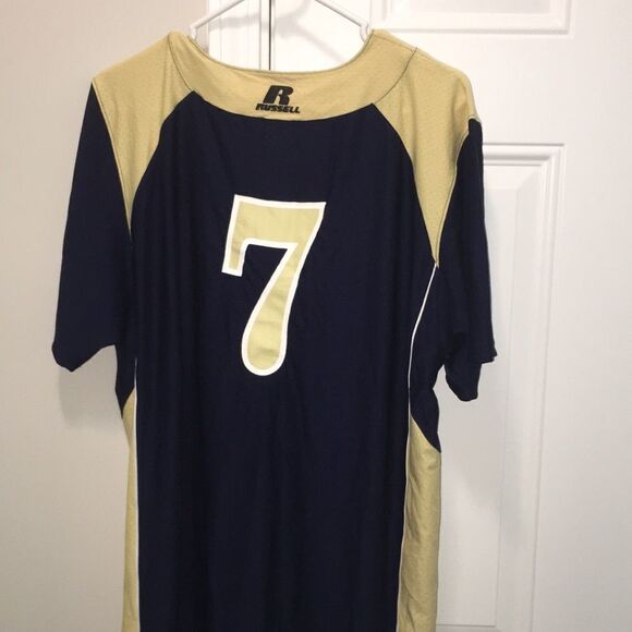 Authentic GT Georgia Tech #7 Sewn Blue Men’s Yellowjackets Team Baseball Jersey - Picture 4 of 4